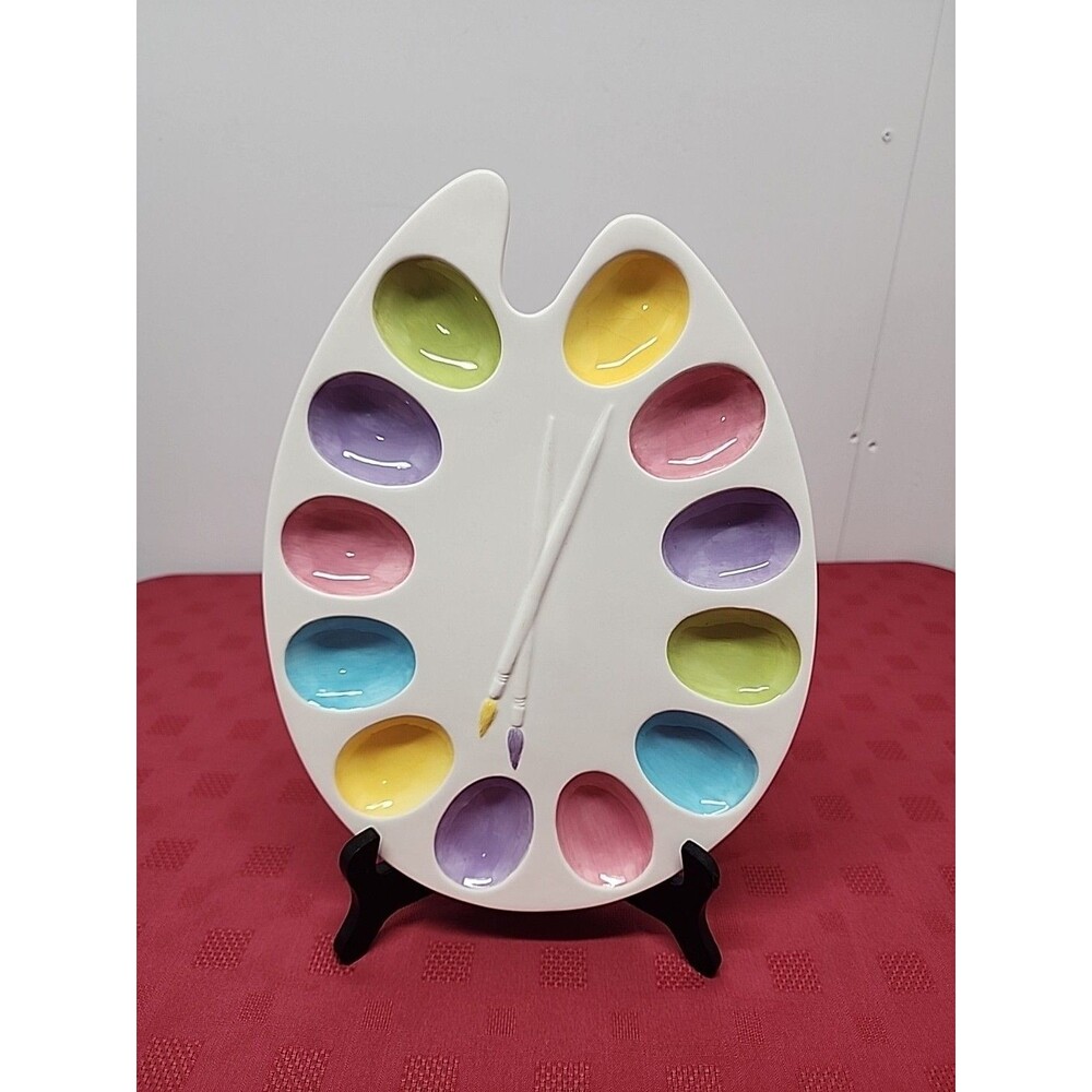 Vintage Hallmark Painters Pallette Easter Egg/Deviled Egg Plate 13 In Whimsical